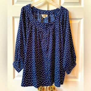 Navy Polka Dot Women's Top Size 2X NWT